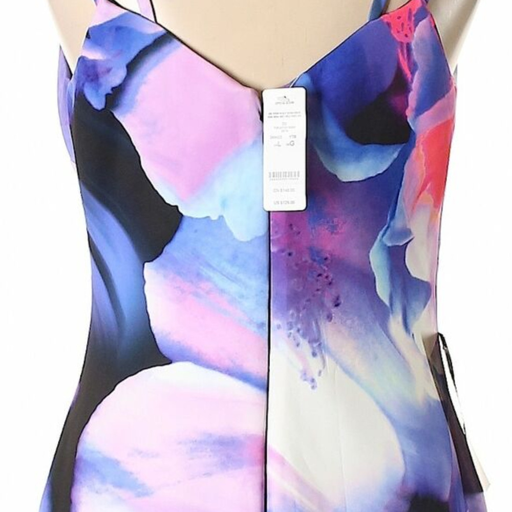 💋 Bebe Purple Pink Casual Floral Dress L new RARE 💋 - Picture 3 of 5